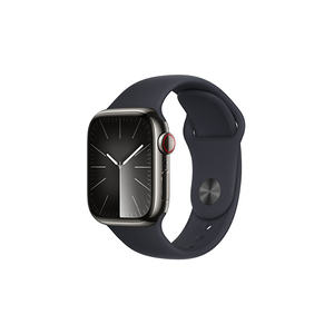 Apple Series 9 GPS + Cellular 41mm Boîtier en Acier Inoxydable Graphite avec Bracelet Sport Midnight - M/L - Publicité