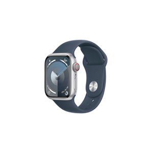 Apple Series 9 GPS + Cellular 41mm Boîtier en Aluminium Argent avec Bracelet Sport Bleu Tempete - M/L - Publicité