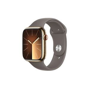 Apple Series 9 GPS + Cellular 45 mm Boîtier en Acier Inoxydable Or avec Bracelet de Sport Argile - M/L - Publicité