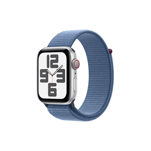 Apple SE GPS + Cellular 44mm Boîtier en Aluminium Argent avec Boucle Sport Bleu Hiver - Publicité