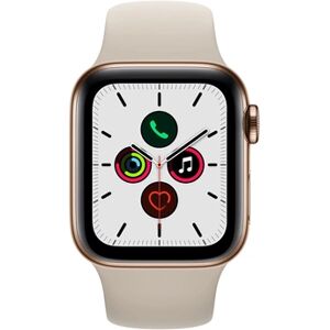 Apple Watch Series 5 GPS + Cellular 40mm,Boitier Acier Inoxydable Or avec Bracelet Sport Stone - S/M & M/L - Publicité