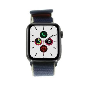 Apple Watch Series 5 GPS + Cellular 44mm acier inoxydable noir boucle sport bleu - comme neuf noir - Publicité