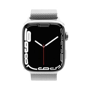 Apple Watch Series 7 GPS + Cellular 45mm acier inoxydable argent bracelet milanais argent - très bon état argent - Publicité