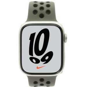 Apple Watch Series 7 Nike Aluminium Lumière stellaire 45mm avec Bracelet Sport olive grey/cargo kaki (GPS) - bon état or - Publicité