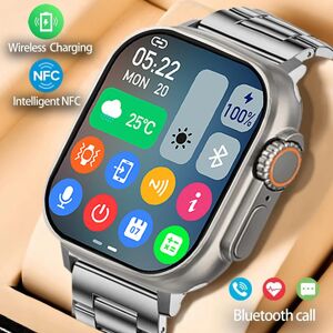 Zodvboz Nouvelle montre intelligente température du corps Ultra série 8 NFC Smartwatch charge sans fil Bluetooth appel hommes - Publicité