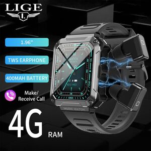 LIGE Montre intelligente Bluetooth 1,96  Écran carré IPS Musique locale Casque sans fil Montre intelligente Appel Bluetooth Sport Fitness Bracelet intelligent étanche - Publicité