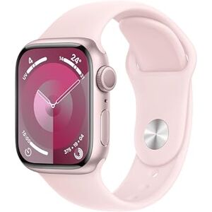 Apple Watch Series 9 (41 mm GPS) Smartwatch avec boîtier Aluminium Rose et Bracelet Sport Rose pâle (S/M). Suivi de l’activité Physique, apps Oxygène sanguin et ECG, écran Retina Toujours activé - Publicité