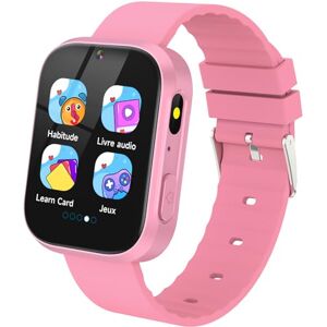 BIGGERFIVE Montre Intelligente pour Enfants pour Filles de 4 à 10 Ans, 22 Jeux Amusants, caméra à écran Tactile HD, Lecteur vidéo, Livre Audio, Suivi des habitudes, podomètre, Jouets éducatifs - Publicité