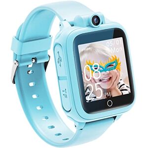 Awatty Montre Intelligente, Jouet 3 4 5 6 7 8 9 10 11 12 Ans, Caméra Rotative à 90°, 14 Jeux, Montre Connectée Garçon, Jeux Enfant Grands Cadeau Fille Garçon (Bleu) - Publicité