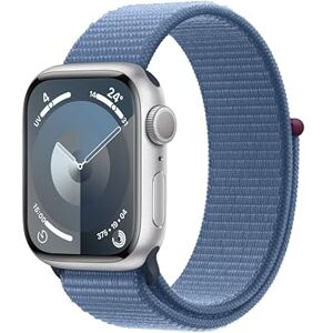 Apple Watch Series 9 (41 mm GPS) Smartwatch avec boîtier en Aluminium Argent et Boucle Sport Bleu d’Hiver. Suivi de l’activité Physique, apps Oxygène sanguin et ECG, Neutre en Carbone - Publicité