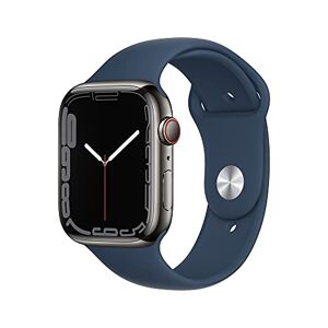 Apple Watch 7 (GPS + Cellular, 45MM) Boîtier en Acier Inoxydable Graphite avec Bracelet Sport Bleu Abysse (Reconditionné) - Publicité