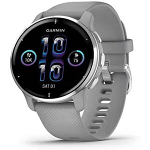 Garmin Venu 2 Plus Montre connectée GPS multisports avec appels via Bluetooth & suivi santé Silver avec bracelet silicone gris Boîtier 43 mm - Publicité