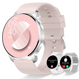 Erkwei Montre Connectée Femme Appels Bluetooth Notification Intelligente 3 Bracelet Smartwatch pour Android iOS Montre Sport Podomètre Fréquence Cardiaque Sommeil SpO2 Calorie - Publicité