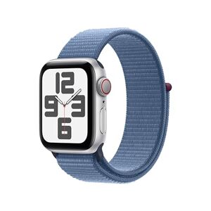 Apple Watch SE (2ᵉ génération, 2023) (40 mm GPS + Cellular) Smartwatch avec boîtier Aluminium Argent et Boucle Sport Bleu d’Hiver. Suivi de l’activité Physique et du Sommeil, Neutre en Carbone - Publicité