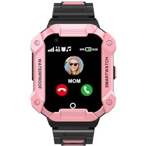 PTHTECHUS Montre Connectée Enfant 4G GPS Smartwatch Téléphone pour Filles et garçons avec Appel SOS WiFi Caméras Musique, Montre Intelligente Enfants de 5 à 12 Ans(Rose) - Publicité