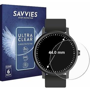 savvies Protection Ecran pour Montres (Circulaire, ø: 44 mm) (6 Pièces) Film Protection Ultra Clair - Publicité