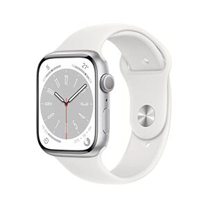 Apple Watch Series 8 (GPS, 45mm) Boîtier en Aluminium Argent avec Bracelet Sport Blanc Regular (Reconditionné) - Publicité