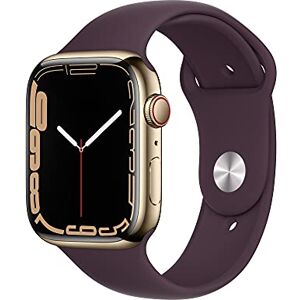 Apple Watch Series 7 (GPS + Cellular, 45 mm) Boîtier en Acier Inoxydable doré avec Bracelet Sport Cerise Noire, Standard (Reconditionné) - Publicité