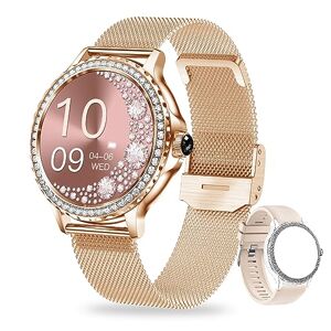 SoPrii Montre Connectée Femme, Smartwatch Sport IP68 avec Fonction Féminine, Montre Intelligente 100 Modes Sportifs, Fréquence Cardiaque, Oxygène Sanguin, Météo, Calories pour Android iOS（Or Rose） - Publicité