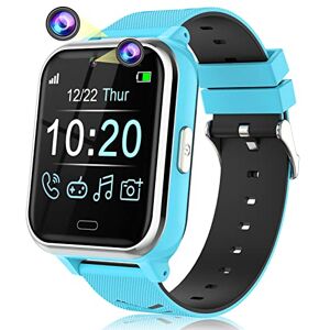 BAUISAN Montre Connectée Enfant Smartwatch Téléphone Intelligente avec 17 Jeux, Appel, SOS, Musique, Appareil Photo, Lampe de Poche, Reveil, Watch pour Ado Fille Garçon 4-12 Ans Cadeau (Bleu) - Publicité