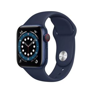 Apple Watch Series 6 (GPS + Cellular) - 40 mm - aluminium bleu - montre intelligente avec bande sport - fluoroélastomère - marine profond - taille du bracelet : S/M/L - 32 Go - Wi-Fi, Bluetooth - 4G - 30.5 g - Publicité