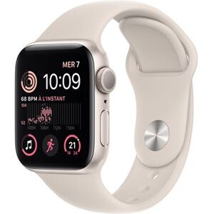 Apple Watch SE GPS 2ème génération, boîtier Aluminium Lumière Stellaire 40mm avec Bracelet Sport Lumière Stellaire - Publicité