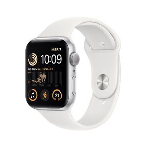 Apple Watch SE GPS 2ème génération, boîtier Aluminium Argent 44mm avec Bracelet Sport Blanc - Publicité