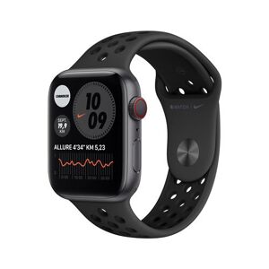 Apple Watch Nike Series 6 (GPS + Cellular) - 44 mm - espace gris en aluminium - montre intelligente avec bracelet sport Nike - fluoroélastomère - anthracite/noir - taille du bracelet : S/M/L - 32 Go - Wi-Fi, Bluetooth - 4G - 36.5 g - Publicité