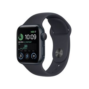 Apple Watch SE GPS 2ème génération, boîtier Aluminium Minuit 40mm avec Bracelet Sport Minuit - Publicité