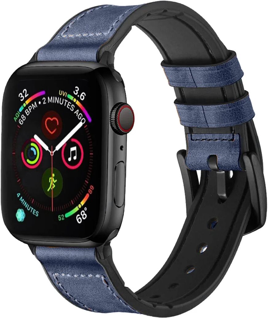 iMoshion Bracelet en cuir véritable pour l'Apple Watch Series 1-6 / SE - 38/40mm - Bleu