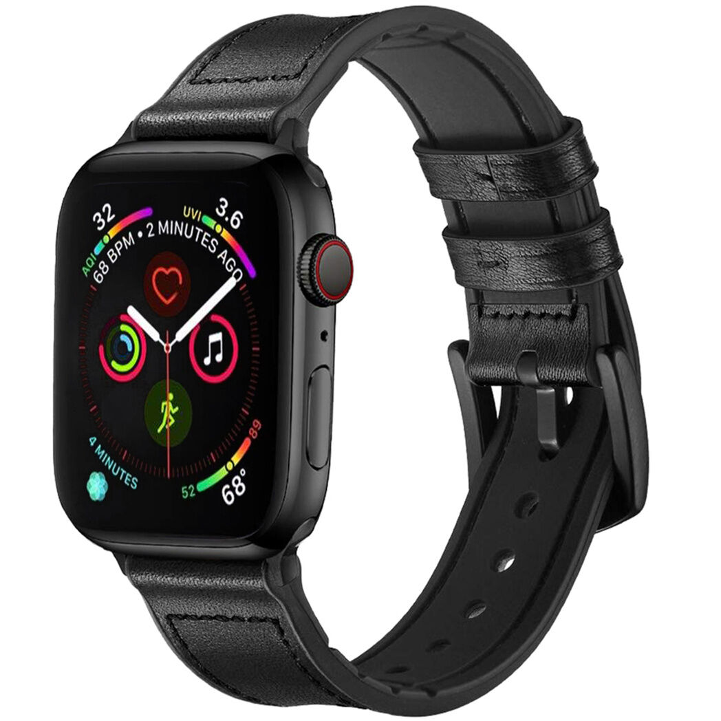 iMoshion Bracelet en cuir véritable pour l'Apple Watch Series 1-6 / SE - 38/40mm - Noir