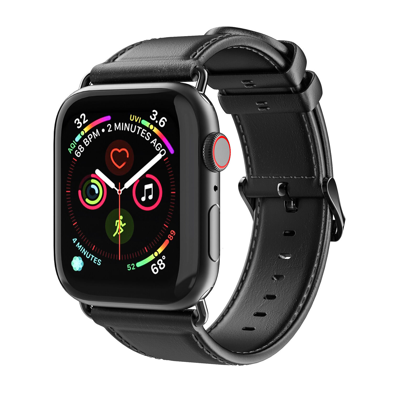 Dux Ducis Bracelet en cuir pour l'Apple Watch Series 1-6 / SE - 42/44mm - Noir