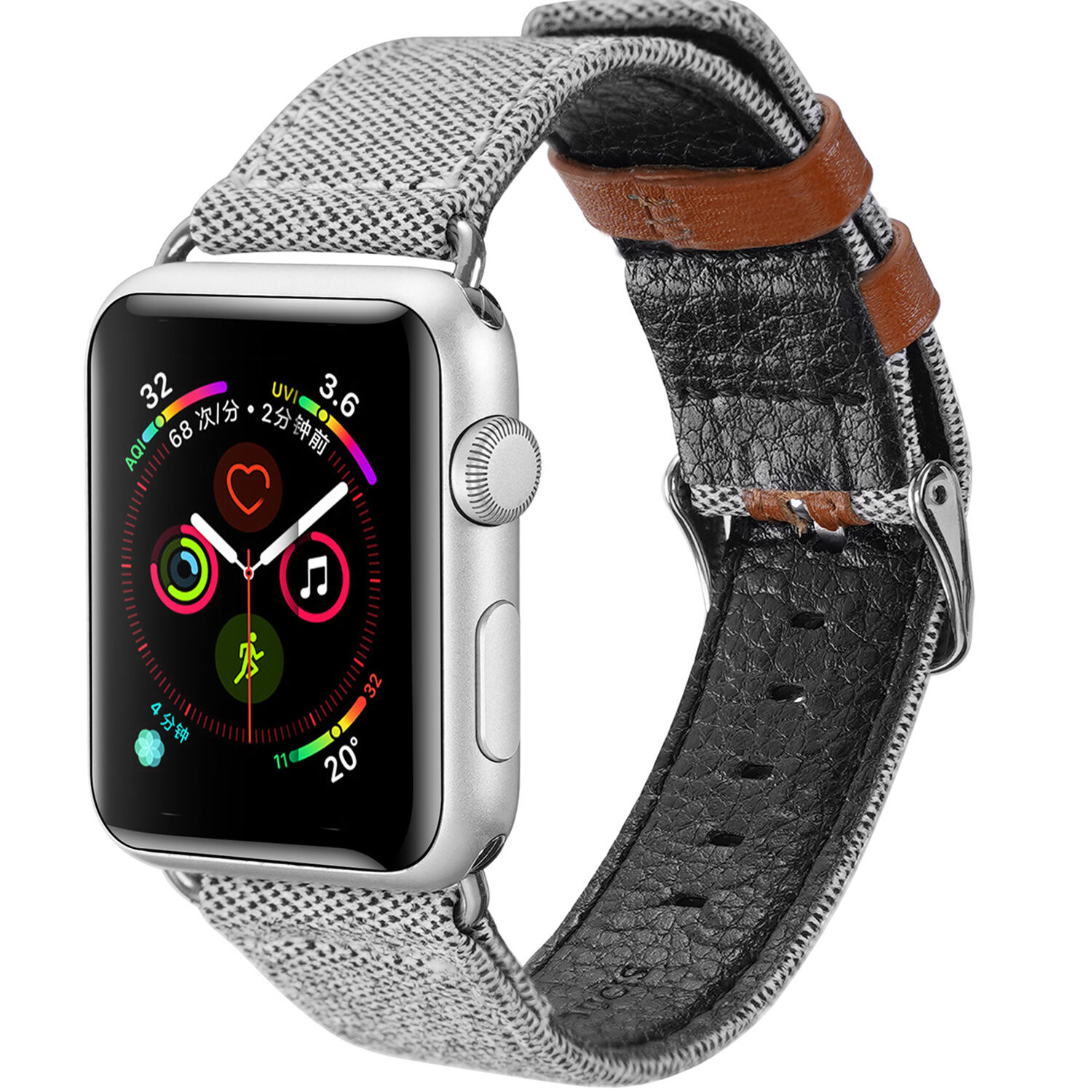 Dux Ducis Canvas Band pour Apple Watch Séries de 1 à 6 / SE - 42/44mm - Gris