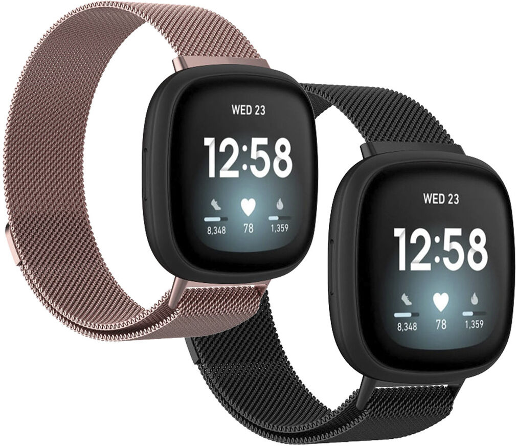 iMoshion Multipack bracelet Milanais pour le Fitbit Sense / Versa 3 - Noir / Rose Champagne