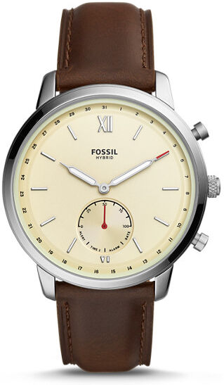 Fossil Men Montre Connectée Hybride - Neutra En Cuir Marron Argent - One size