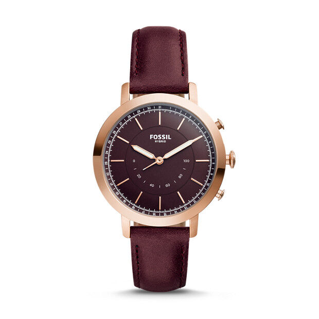 Fossil Unisex Montre Connectée Hybride - Fossil Neely En Cuir Bordeaux Rose - One size