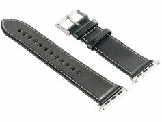 Callstel Bracelet en cuir pour Apple Watch - 42 mm - Noir