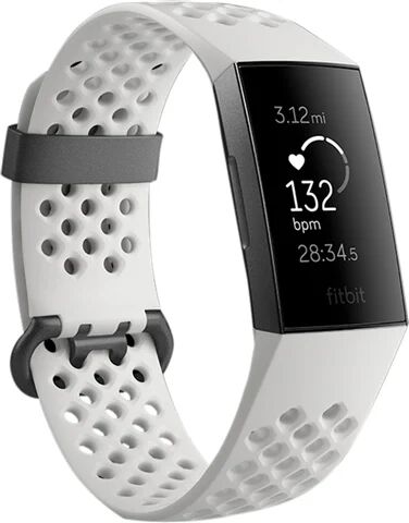 Refurbished: Fitbit Charge 3 Advanced Health + Fitness Tracker Frost White/Graphite, A