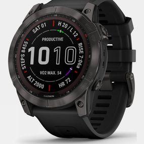 Garmin Fenix 7X Sapphire Solar Multisport GPS Watch Carbon Gray DLC / Titanium Black Band Size: (One Size)