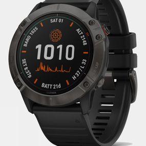 Garmin Fenix 6X Pro Solar Titanium Multisport GPS Watch Carbon Grey DLC/Black Band Size: (One Size)