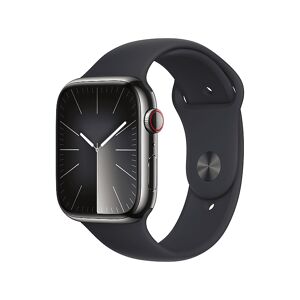 Apple Watch Series 9 GPS + Cellular, Cassa 45 mm in acciaio inossidabile color grafite con Cinturino Sport mezzanotte - S/M
