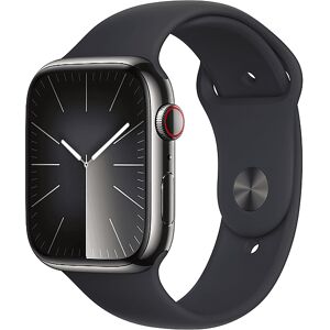 Apple Watch Series 9 GPS + Cellular, Cassa 41 mm in acciaio inossidabile color grafite con Cinturino Sport mezzanotte - S/M