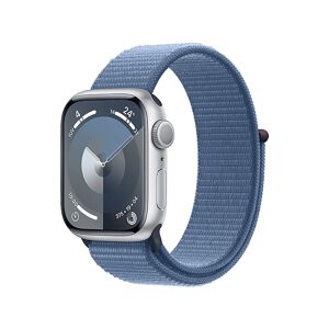 Apple Watch Series 9 GPS + Cellular, Cassa 41 mm in alluminio argento con Sport Loop blu inverno