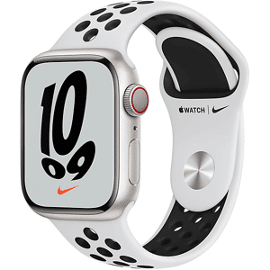 Apple Watch Series 7 Nike GPS+Cellular 41mm in alluminio Galassia - Sport platino/nero