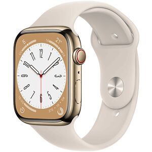 Apple Watch Series 8 GPS + Cellular 45mm Cassa in acciaio inossidabile color oro con Cinturino Sport Galassia - Regular