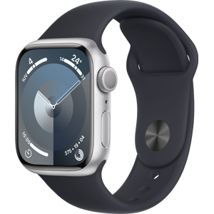 Apple watch series 9 gps 41mm alluminio argento cinturino sport mezzanotte taglia ml no brand eu