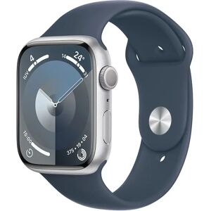 Apple Watch Series 9 GPS Cassa 45mm in Alluminio Argento con Cinturino Sport Blu Tempesta - S/M