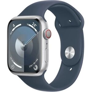 Apple Watch Series 9 GPS + Cellular Cassa 45mm in Alluminio Argento con Cinturino Sport Blu Tempesta - S/M