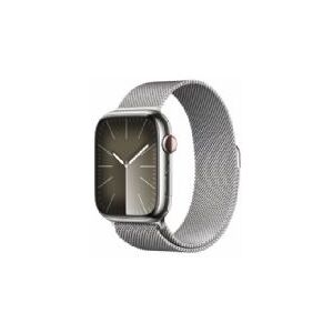 Apple Watch Seriesâ 9 Gps + Cellular 45mm Silver Stainless Steel Case With Silver Milanese Loop - Mrmq3ql/a