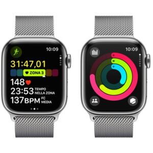 Apple Watch Series 9 GPS + Cellular Cassa 41mm in Acciaio inossidabile Argento con Cinturino Sport Loop Milanese (MRJ43QL/A)